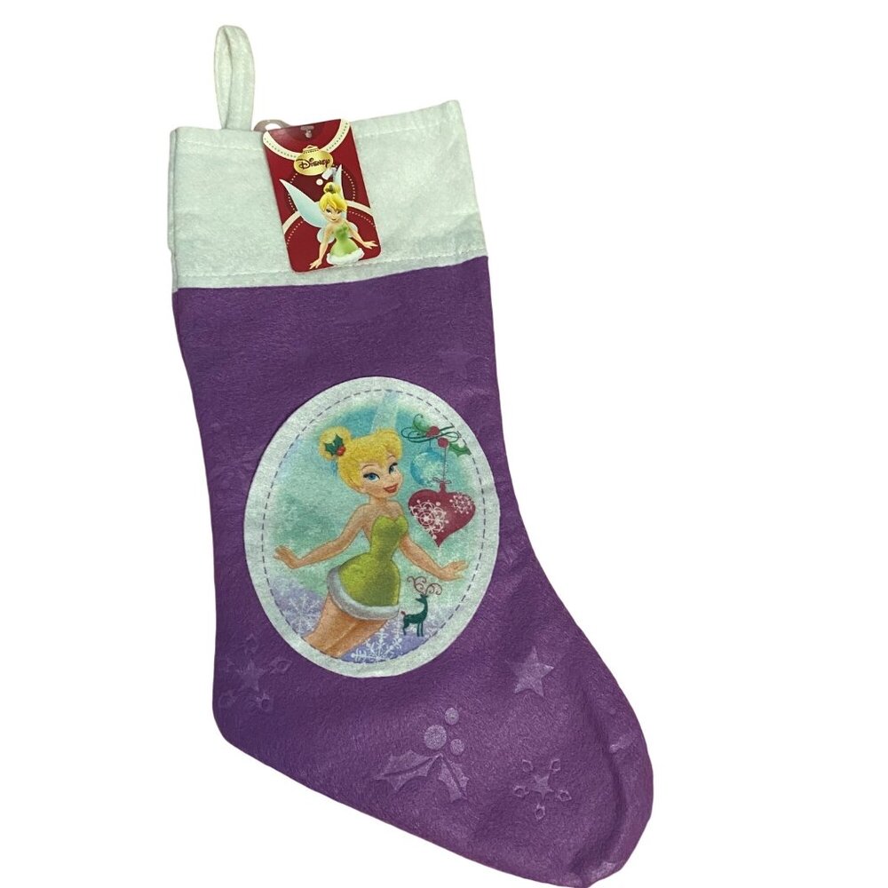Disney Tinker Bell Christmas Felt‎ Stocking 17" Purple NEW NWT